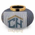 گلدان رومیزی شیار دار مدل 2-115 مشکی مات با رگه های طلایی