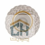 نمای بالا از دهانه گلدان دودی با نوار طلایی و بدنه طرح دار