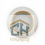 نمای بالای گلدان شیشه ای ابر و بادی مدل 1-216 با دهانه گرد و نوار طلایی
